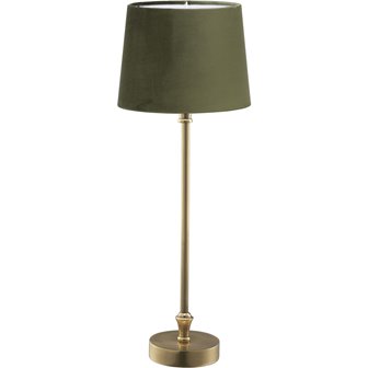 Mosiężna lampa stołowa z zielonym abażurem Liam